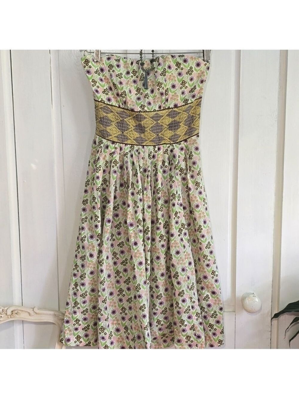 Anthropologie Plenty by Tracy Reese Strapless Bustier Top Floral Cotton Dress